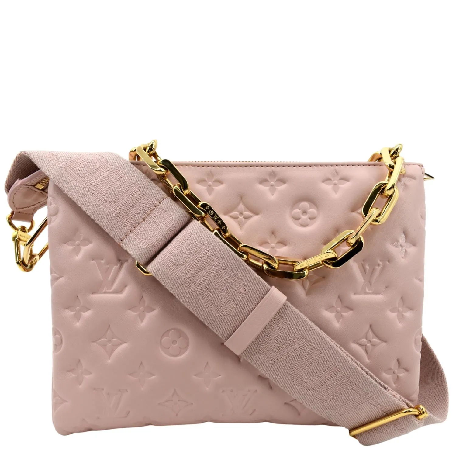 LOUIS VUITTON Coussin PM Monogram Embossed Shoulder Bag Pink