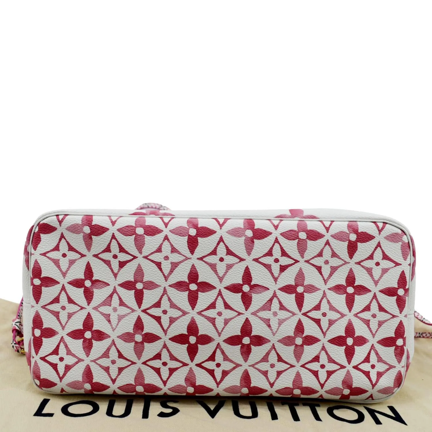 LOUIS VUITTON Giant Rose Neverfull MM Monogram Canvas Shoulder Bag White