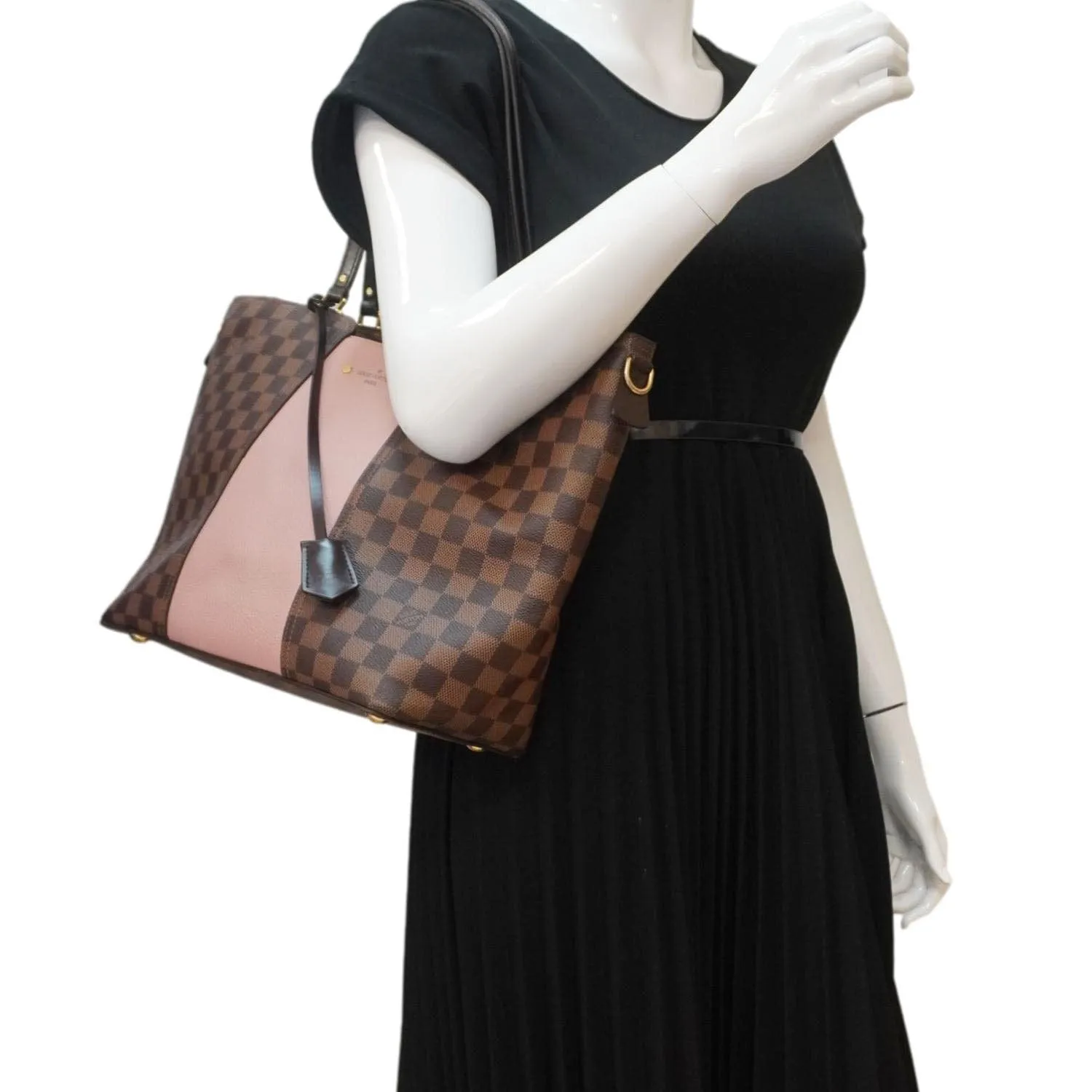 LOUIS VUITTON Jersey Damier Ebene Tote Shoulder Bag Pink