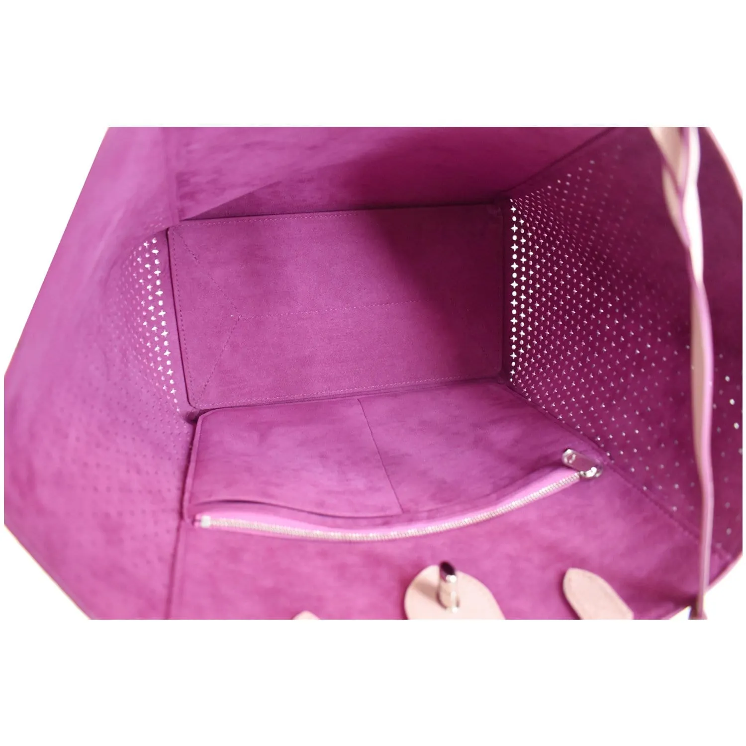 LOUIS VUITTON Lockme Cabas Perforated Leather Shoulder Bag Pink