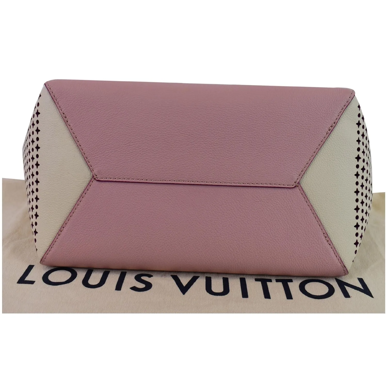 LOUIS VUITTON Lockme Cabas Perforated Leather Shoulder Bag Pink