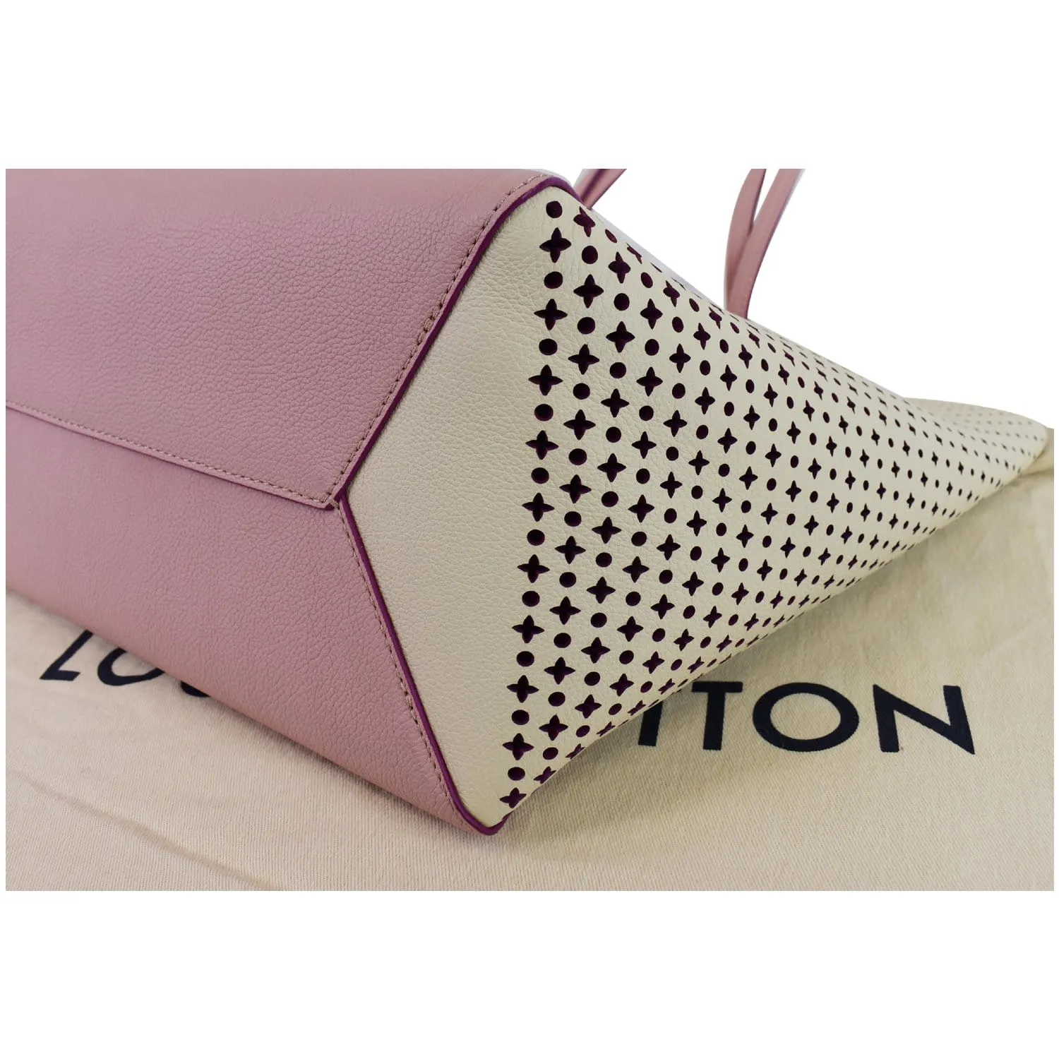 LOUIS VUITTON Lockme Cabas Perforated Leather Shoulder Bag Pink