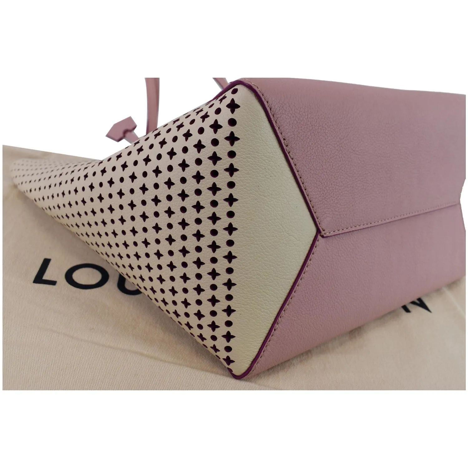 LOUIS VUITTON Lockme Cabas Perforated Leather Shoulder Bag Pink
