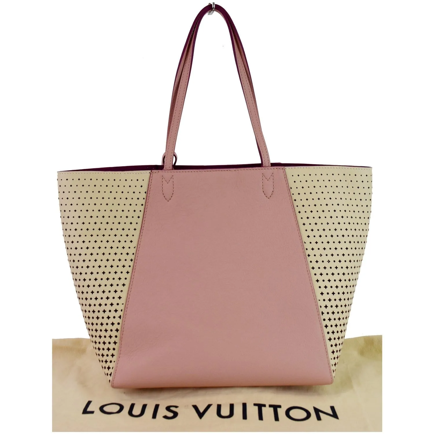 LOUIS VUITTON Lockme Cabas Perforated Leather Shoulder Bag Pink