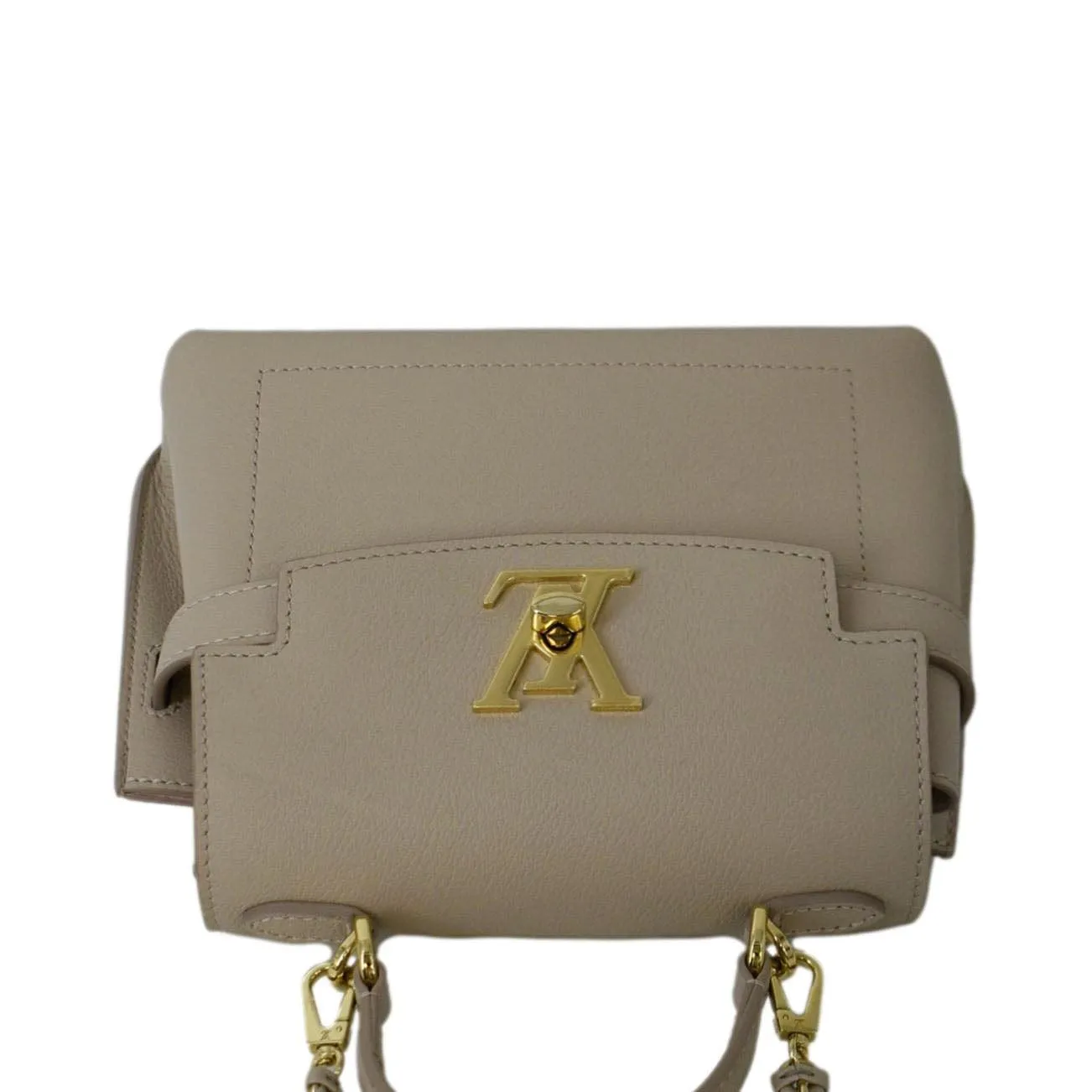 LOUIS VUITTON Mini Lockme Ever Leather Shoulder Bag Greige