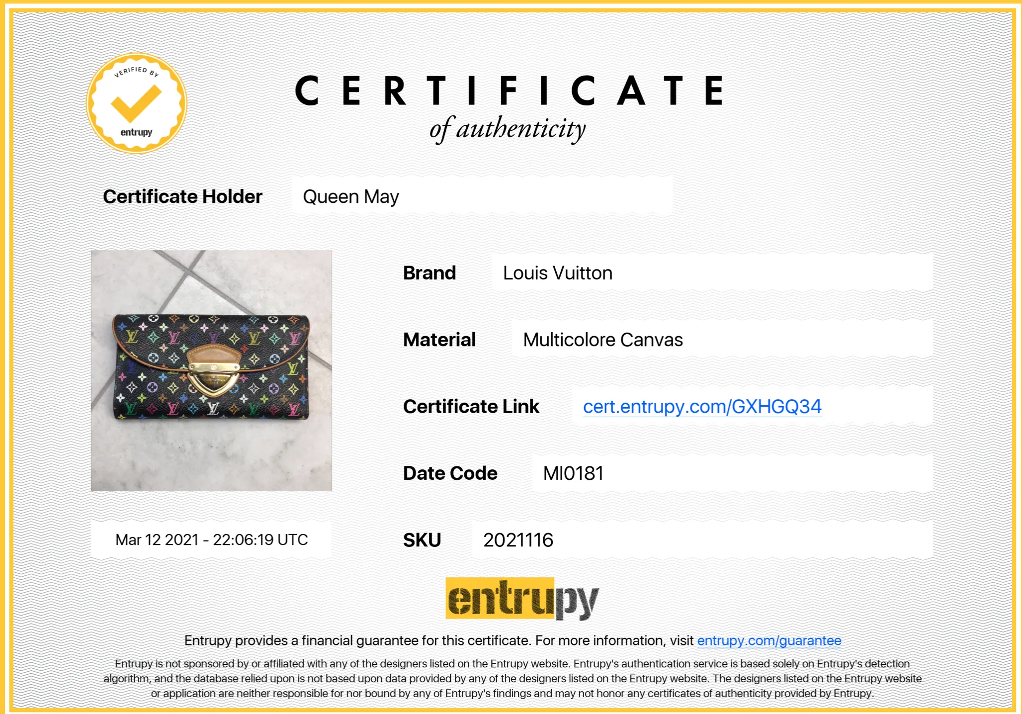 Louis Vuitton Monogram Multicolor Eugenie Wallet Black