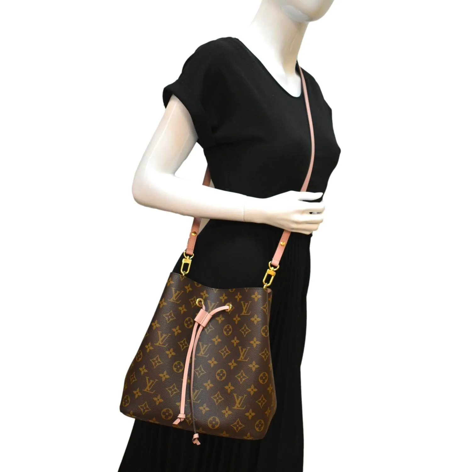 LOUIS VUITTON Neonoe MM Monogram Canvas Shoulder Bag Pink
