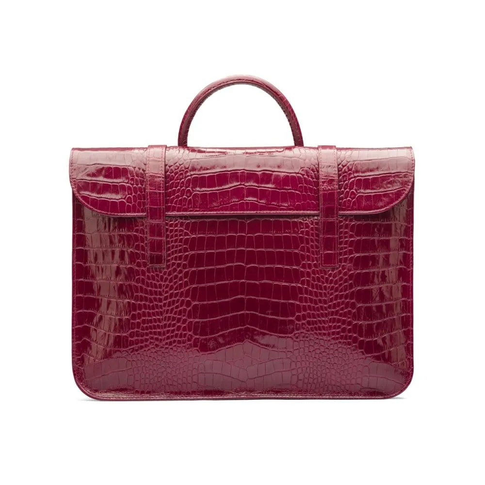 Luxury Leather Music Bag - Pink Croc-Effect