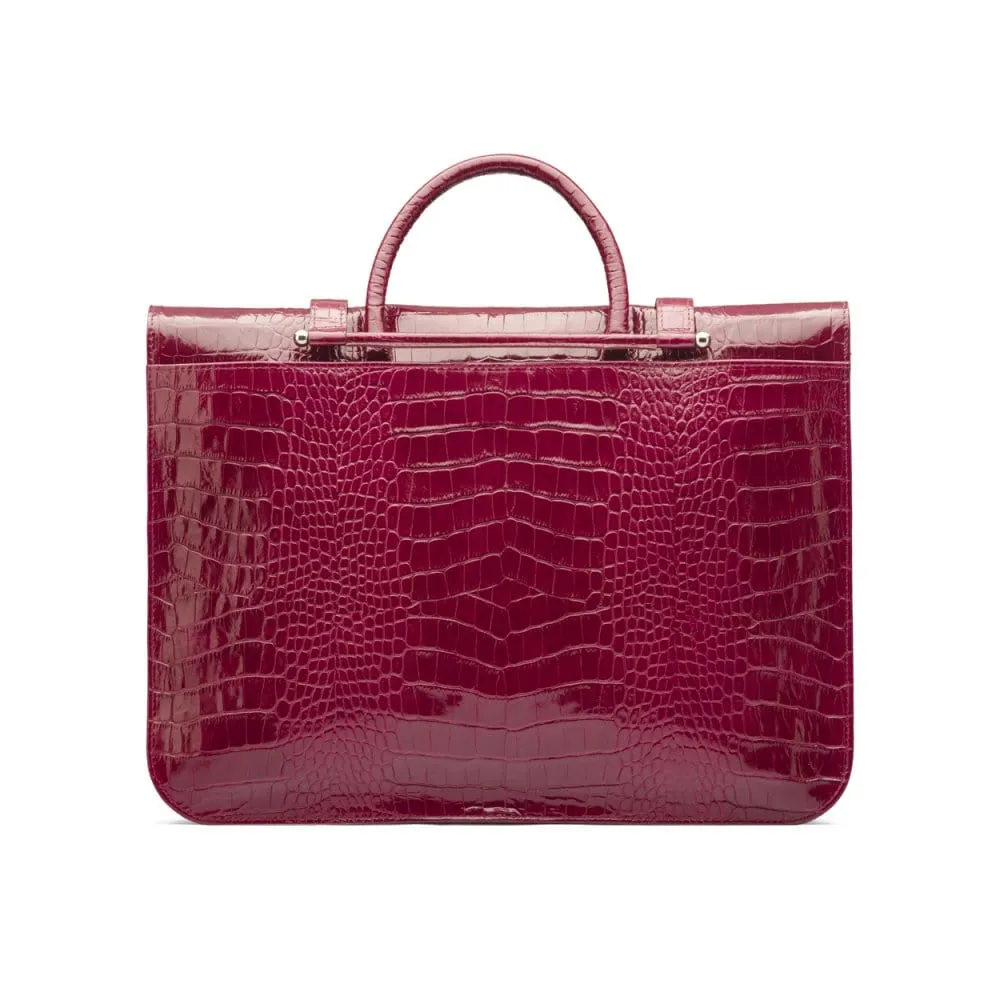 Luxury Leather Music Bag - Pink Croc-Effect