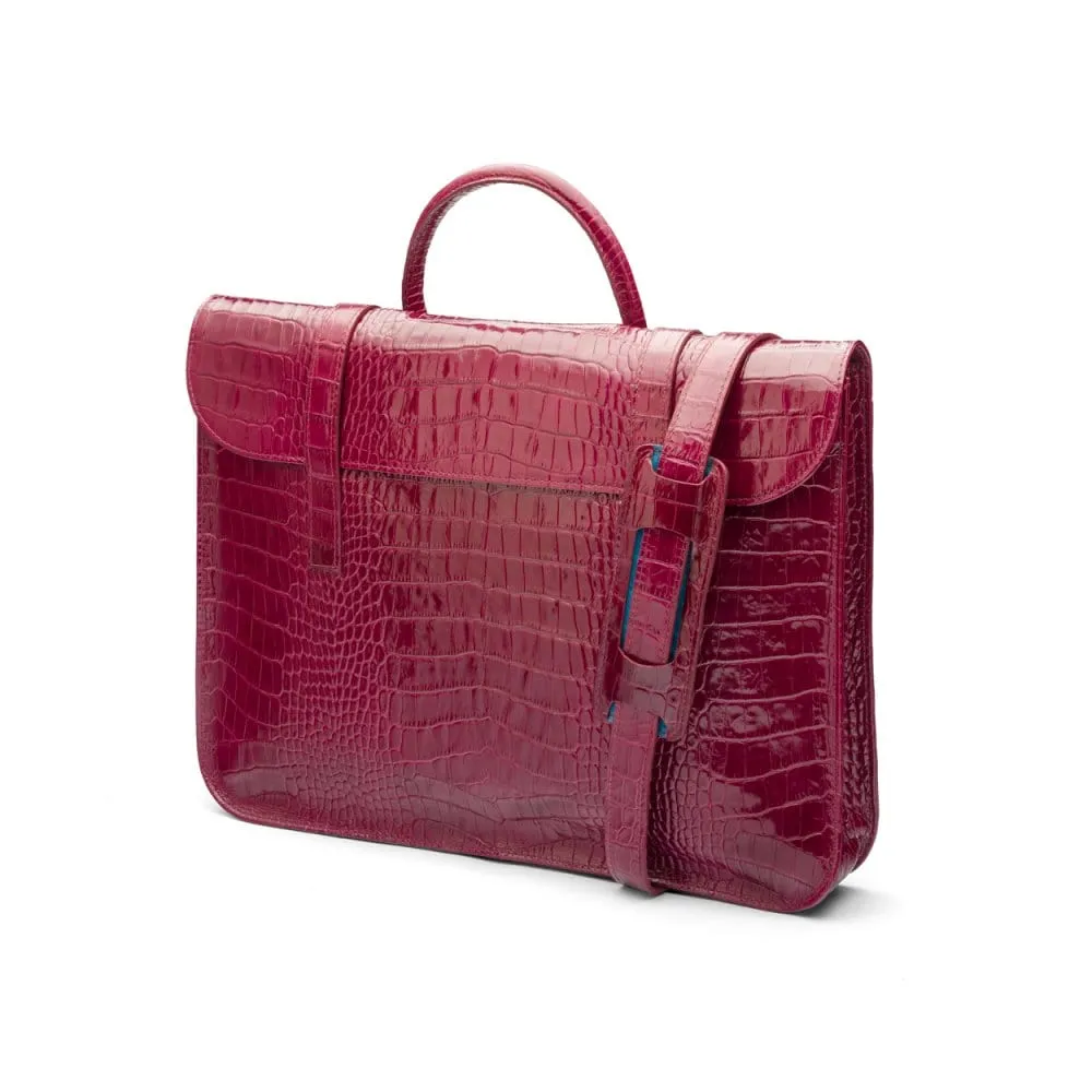 Luxury Leather Music Bag - Pink Croc-Effect
