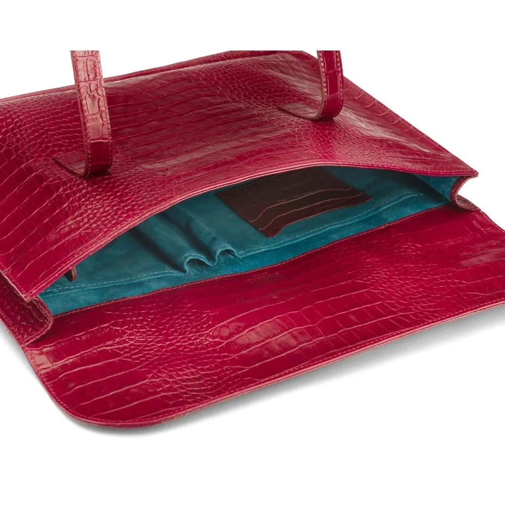Luxury Leather Music Bag - Pink Croc-Effect