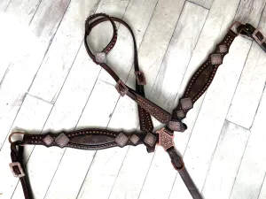 LV Repurposed Dark Copper Concho Brown Leather Tack Set