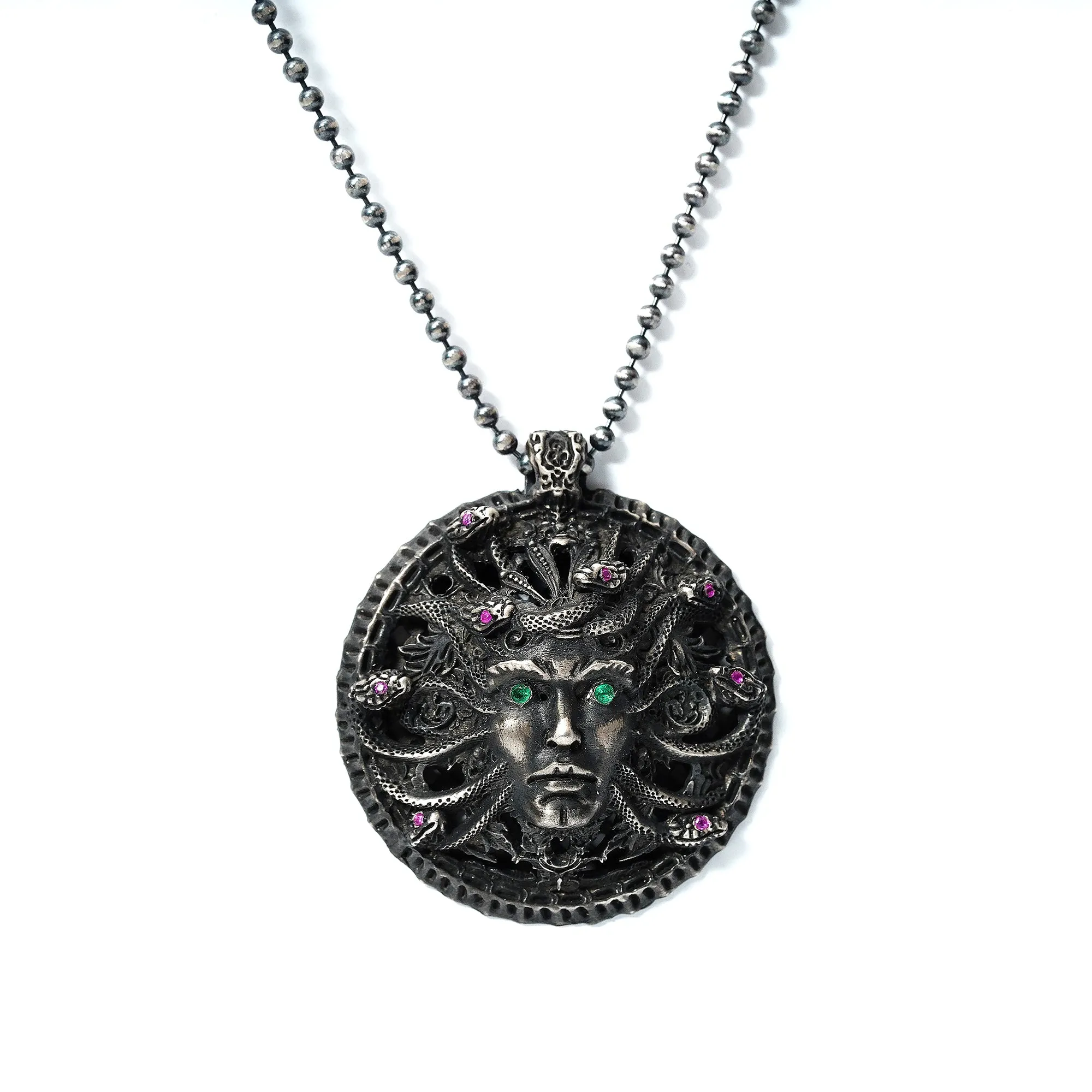 Medusa Necklace, Men's Sterling Silver Necklace