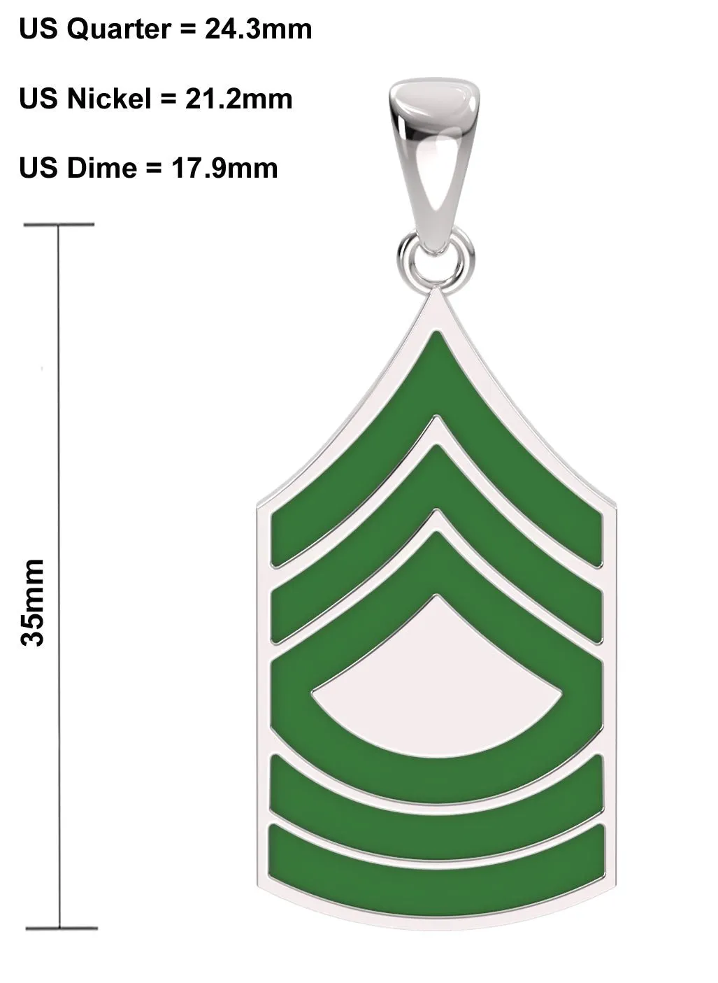Men's 925 Sterling Silver Master Sergeant US Army Pendant
