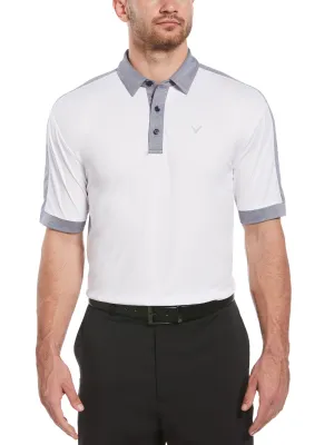 Mens Birdseye Color Block Polo