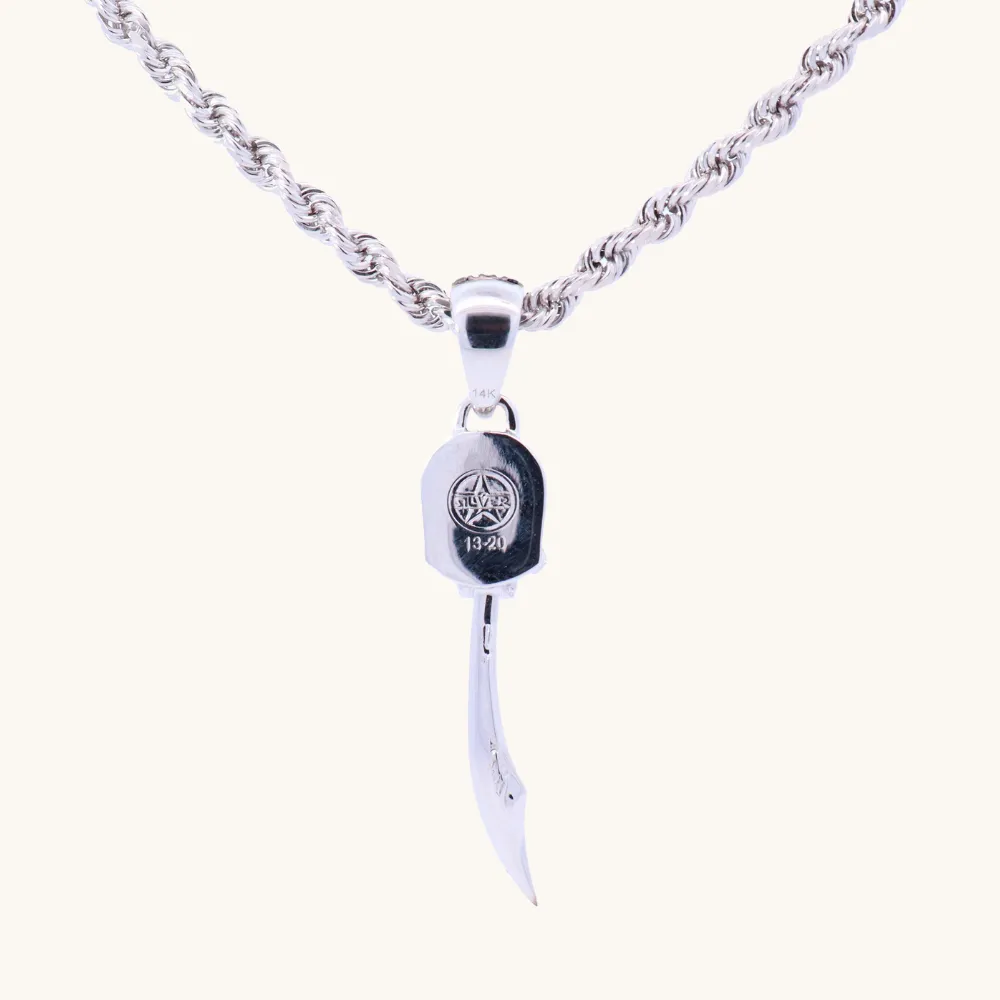 Men's Black Diamond Skull Sword Necklace