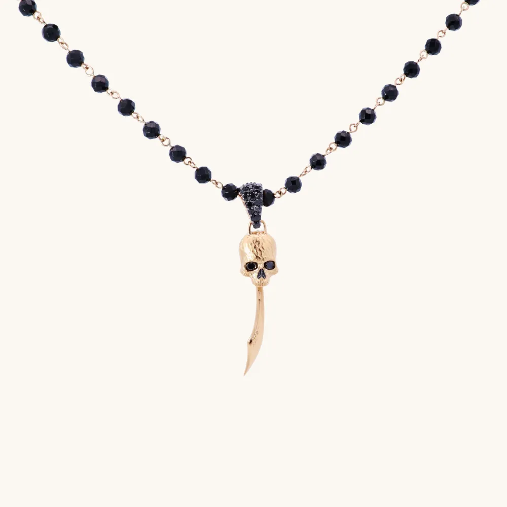 Men's Black Diamond Skull Sword Necklace