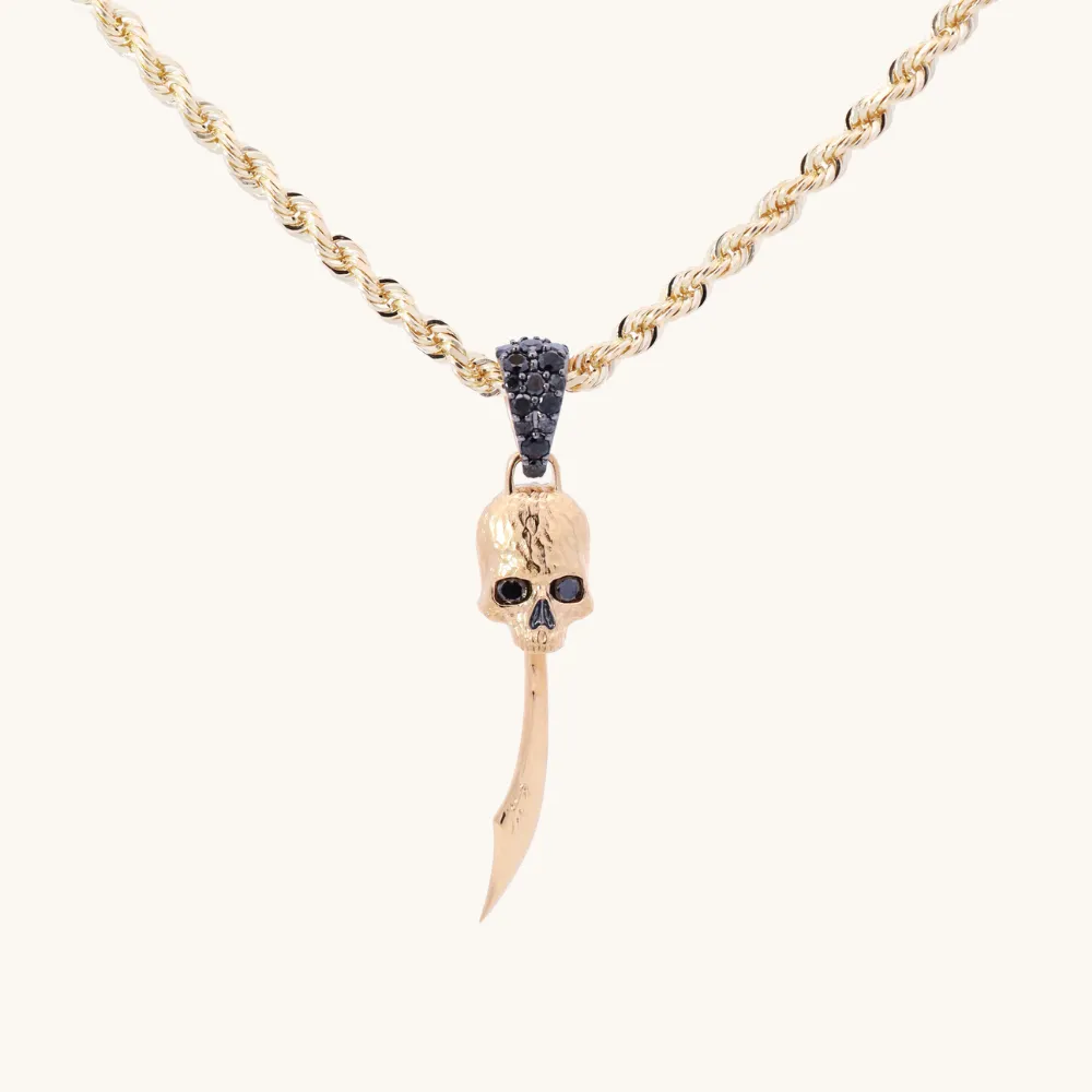 Men's Black Diamond Skull Sword Necklace
