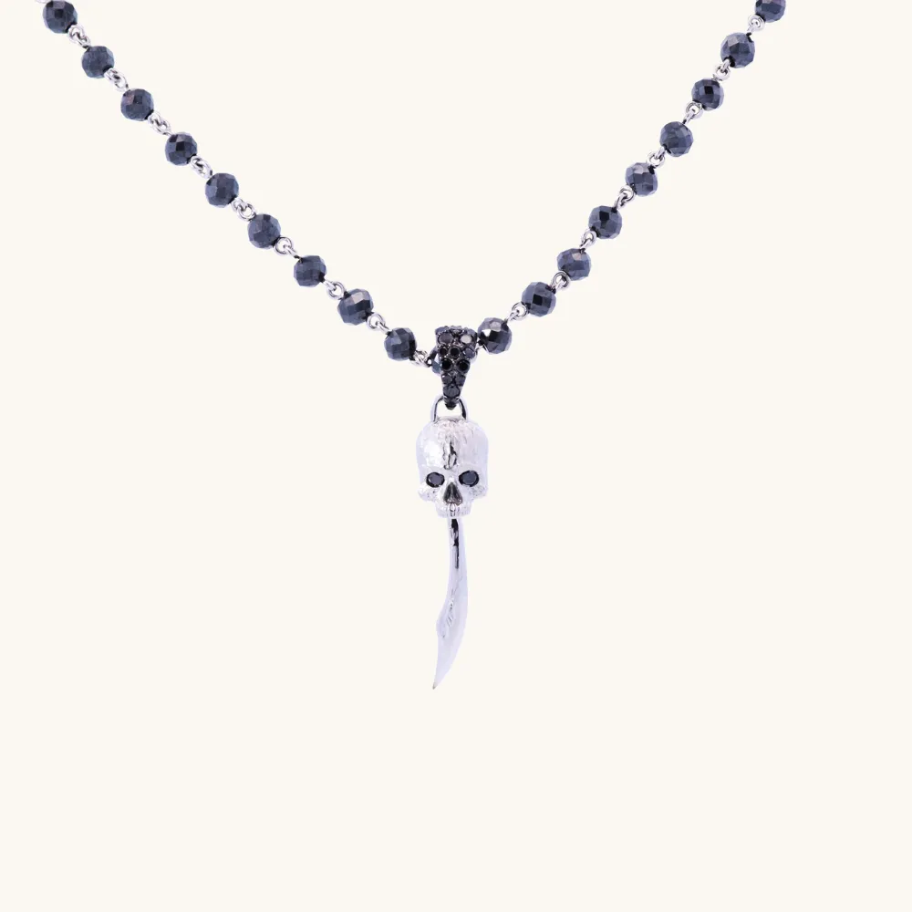 Men's Black Diamond Skull Sword Necklace