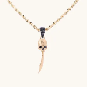 Men's Black Diamond Skull Sword Necklace