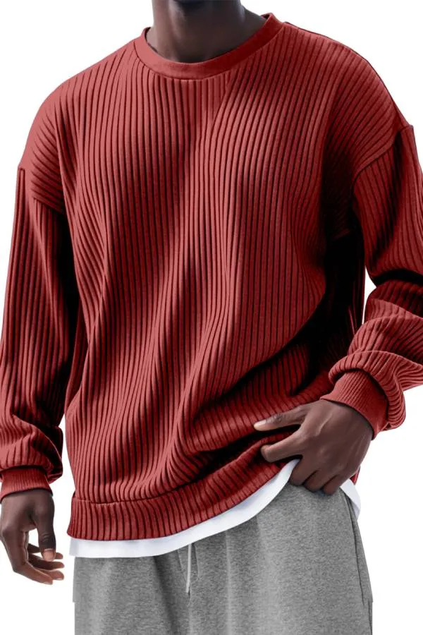 Men's Casual Solid Color Pit Long Sleeve T-Shirt