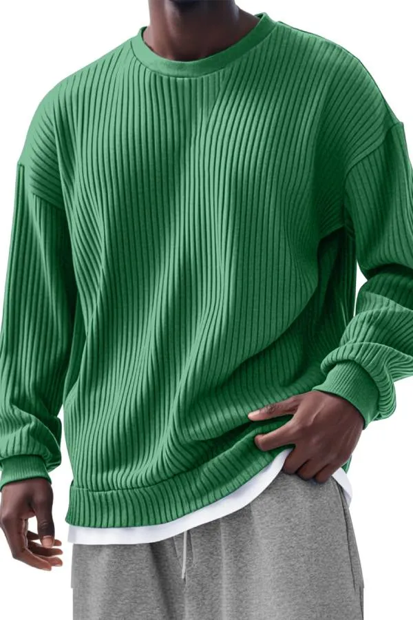 Men's Casual Solid Color Pit Long Sleeve T-Shirt