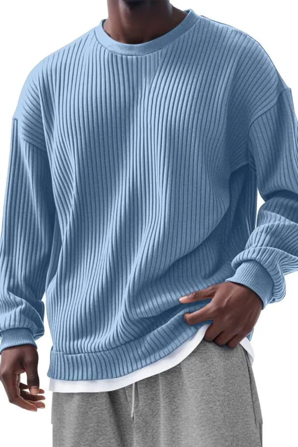Men's Casual Solid Color Pit Long Sleeve T-Shirt