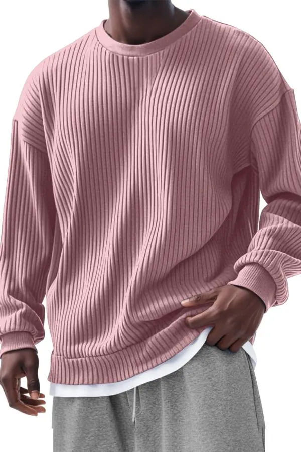 Men's Casual Solid Color Pit Long Sleeve T-Shirt