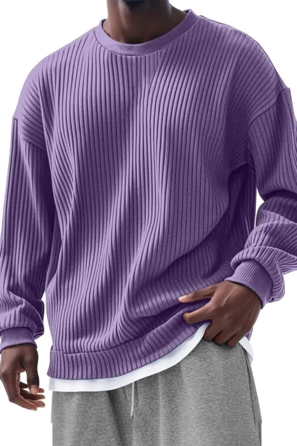 Men's Casual Solid Color Pit Long Sleeve T-Shirt