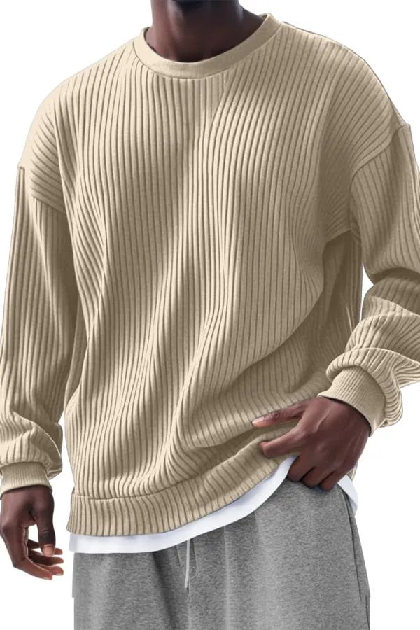 Men's Casual Solid Color Pit Long Sleeve T-Shirt