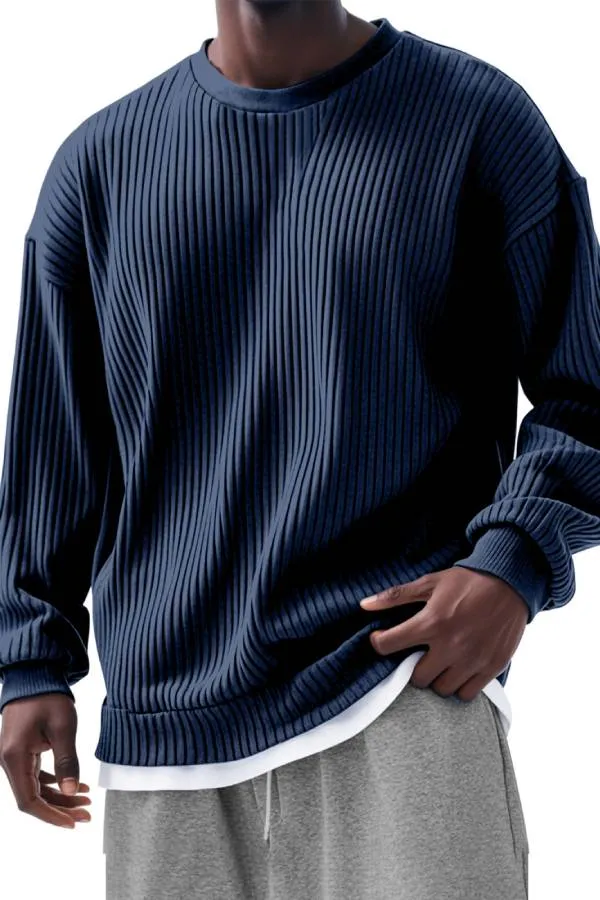 Men's Casual Solid Color Pit Long Sleeve T-Shirt