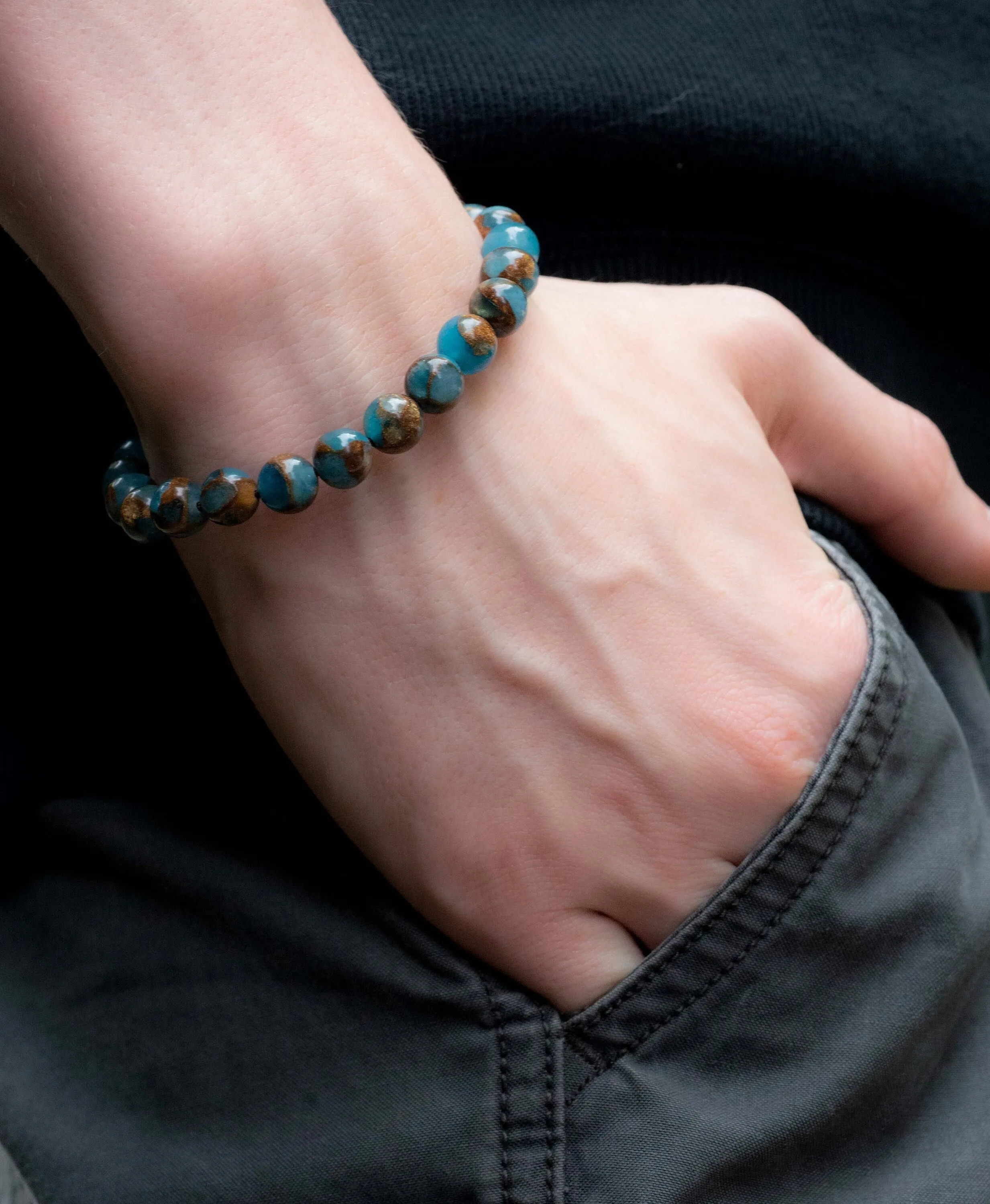 Men's Copper Infused Jade Adjustable Bracelet