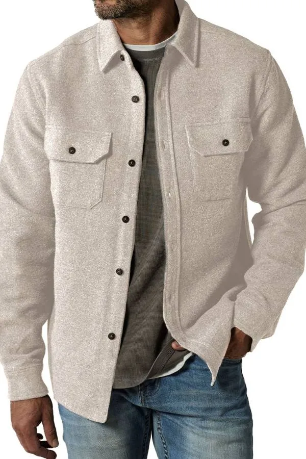 Men's Fashion Casual Double Pocket Thickened Long Sleeve Jacket