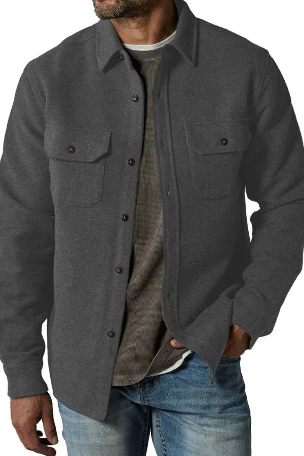 Men's Fashion Casual Double Pocket Thickened Long Sleeve Jacket