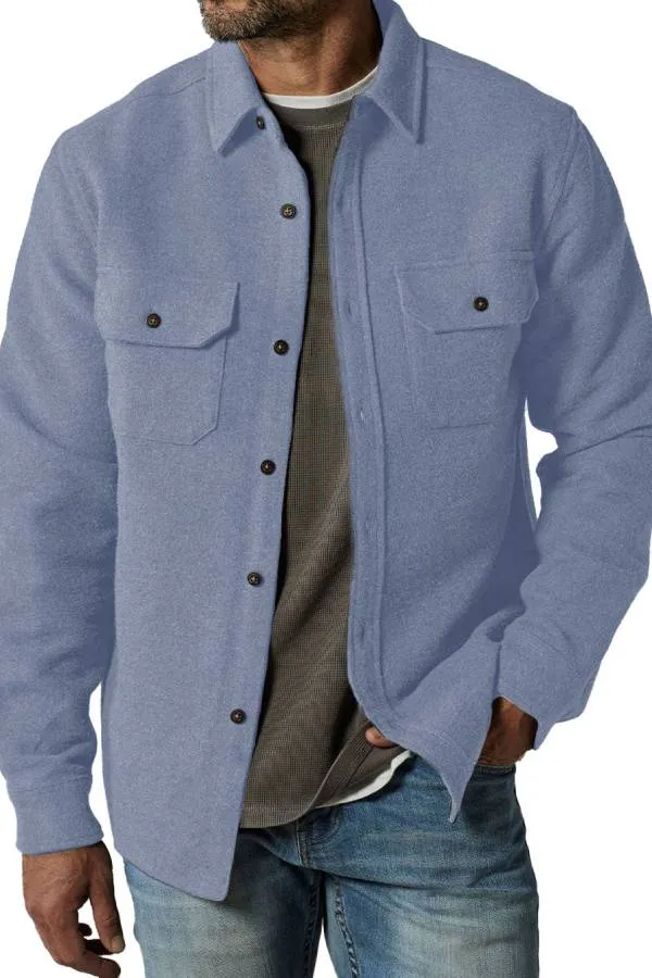 Men's Fashion Casual Double Pocket Thickened Long Sleeve Jacket