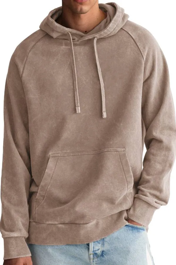 Men's Fashion Retro Distressed Raglan Sleeve Pocket Hoodie