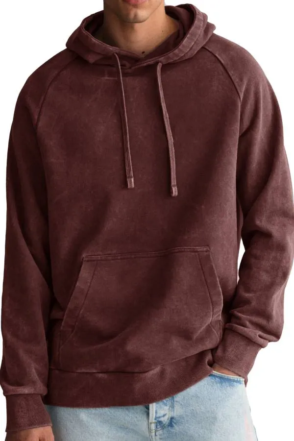 Men's Fashion Retro Distressed Raglan Sleeve Pocket Hoodie