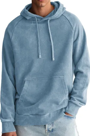 Men's Fashion Retro Distressed Raglan Sleeve Pocket Hoodie