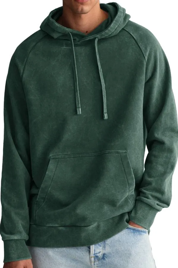 Men's Fashion Retro Distressed Raglan Sleeve Pocket Hoodie