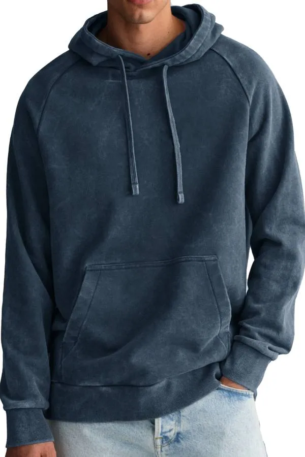 Men's Fashion Retro Distressed Raglan Sleeve Pocket Hoodie