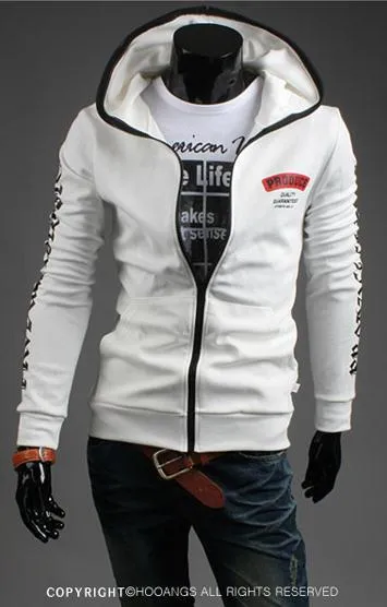 Men's Full Zip Sweatshirt With Zipper and Hoodie Colored Outline