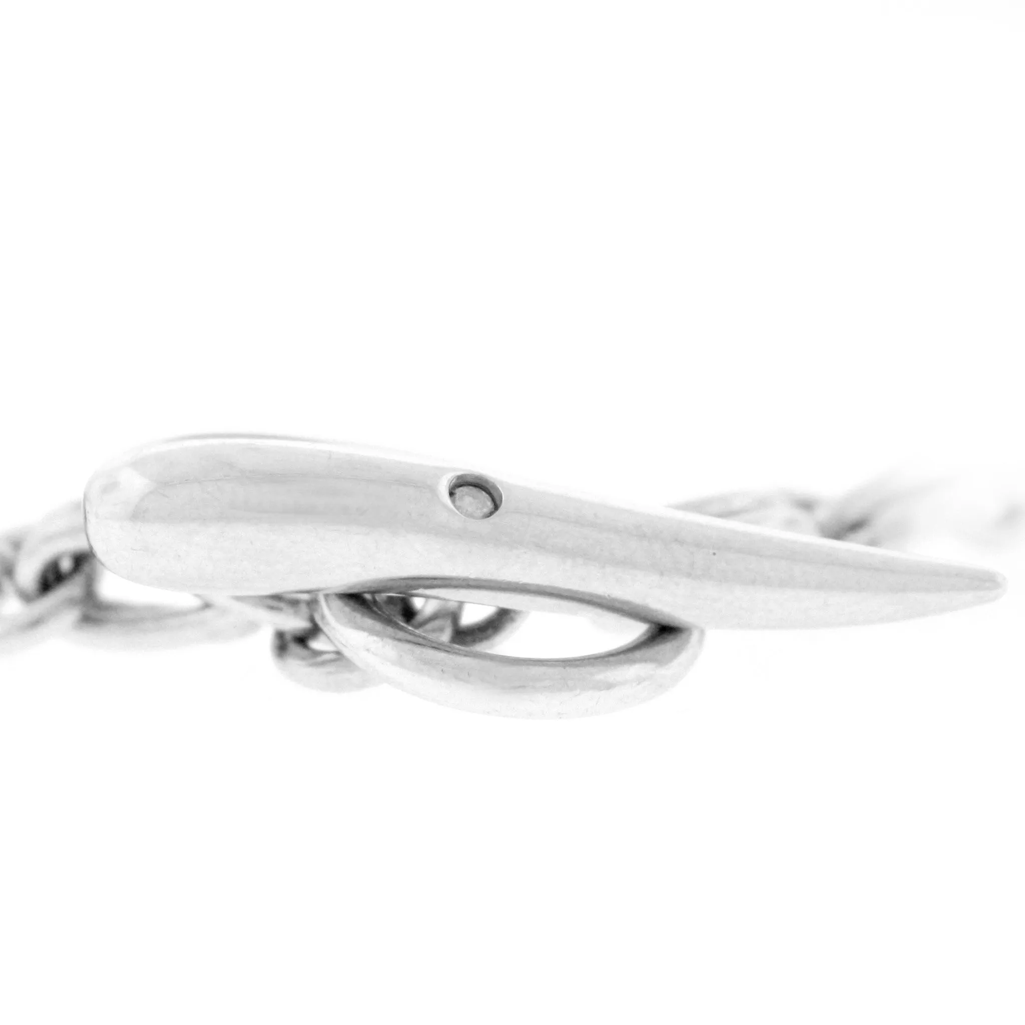 Men's Italian Horn with Diamond Toggle Link Bracelet
