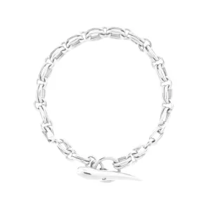 Men's Italian Horn with Diamond Toggle Link Bracelet