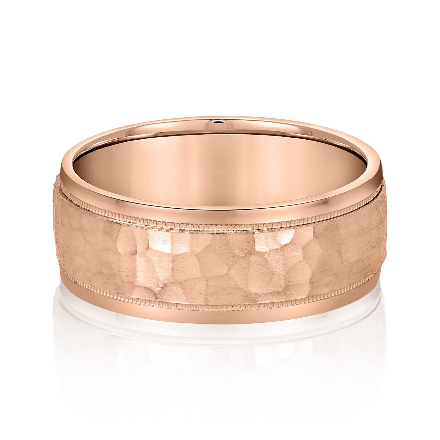 Men’s Milgrain Edges Hammered Center Band