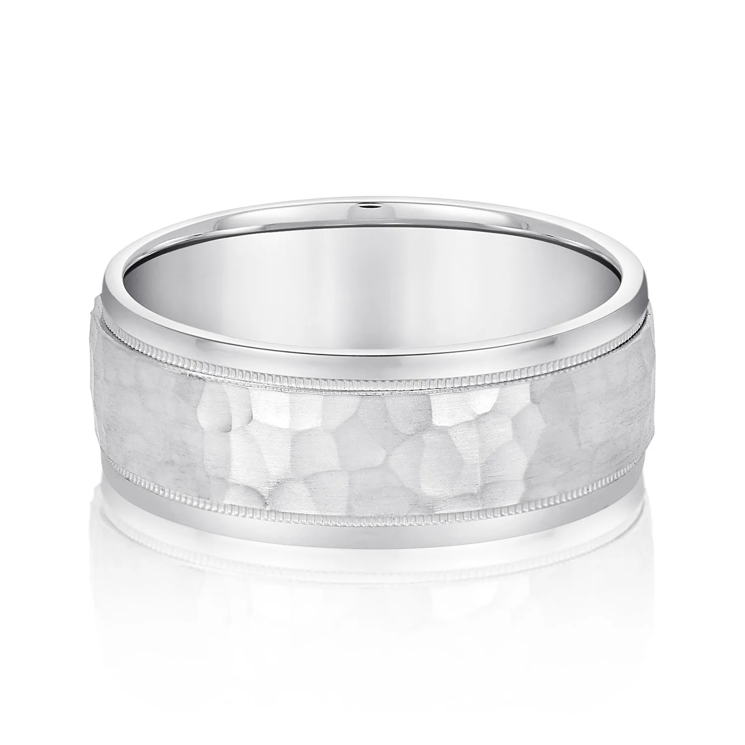 Men’s Milgrain Edges Hammered Center Band
