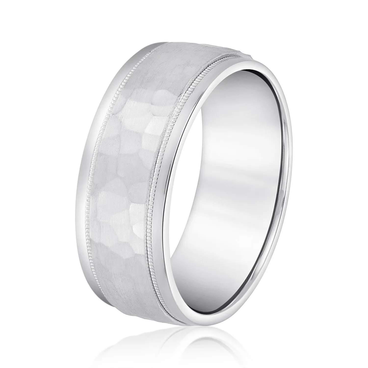 Men’s Milgrain Edges Hammered Center Band