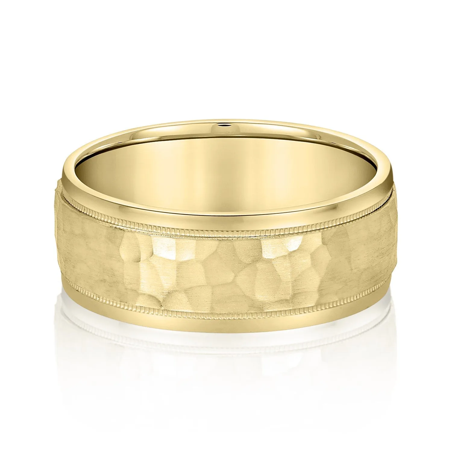 Men’s Milgrain Edges Hammered Center Band