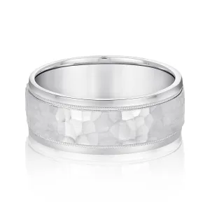 Men’s Milgrain Edges Hammered Center Band