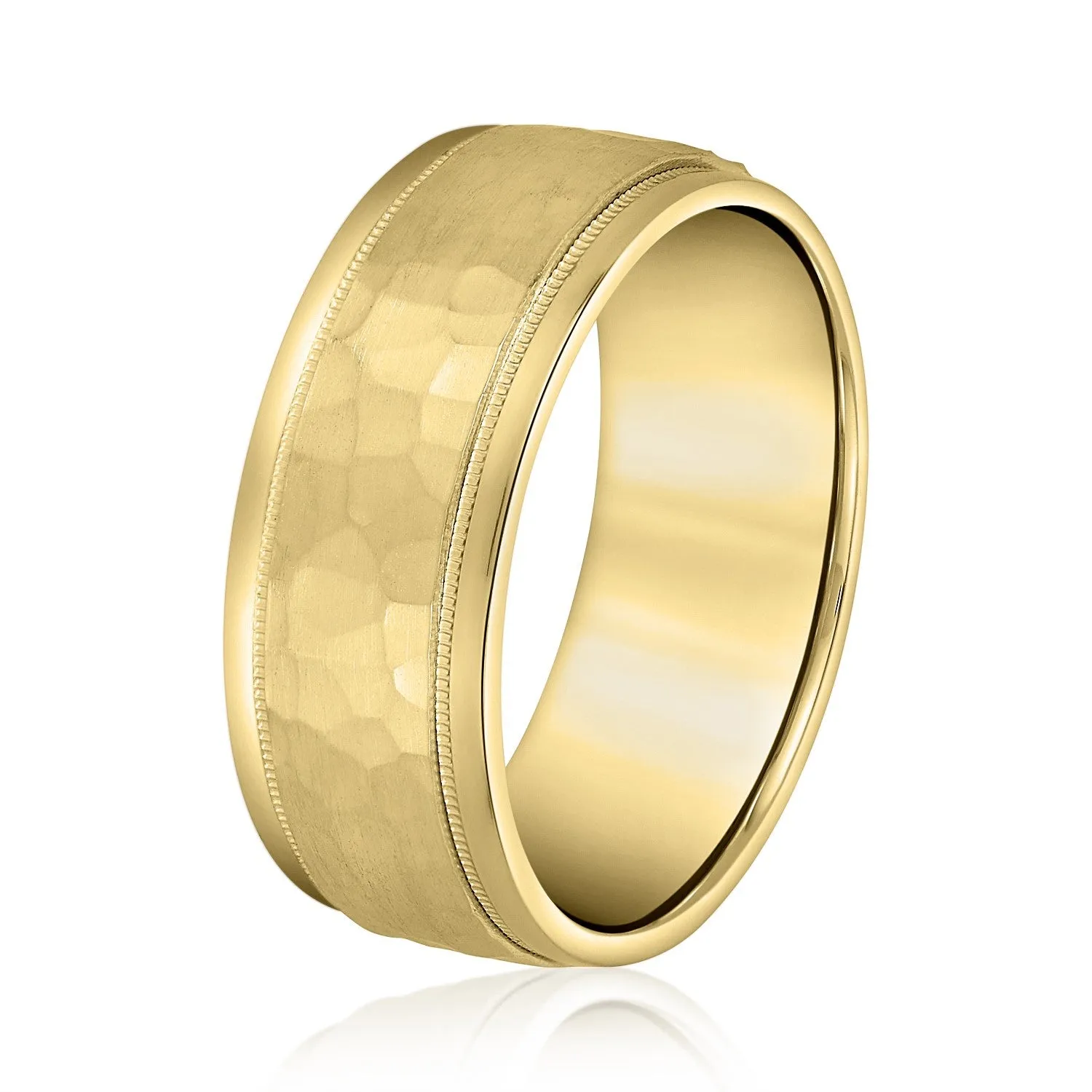 Men’s Milgrain Edges Hammered Center Band