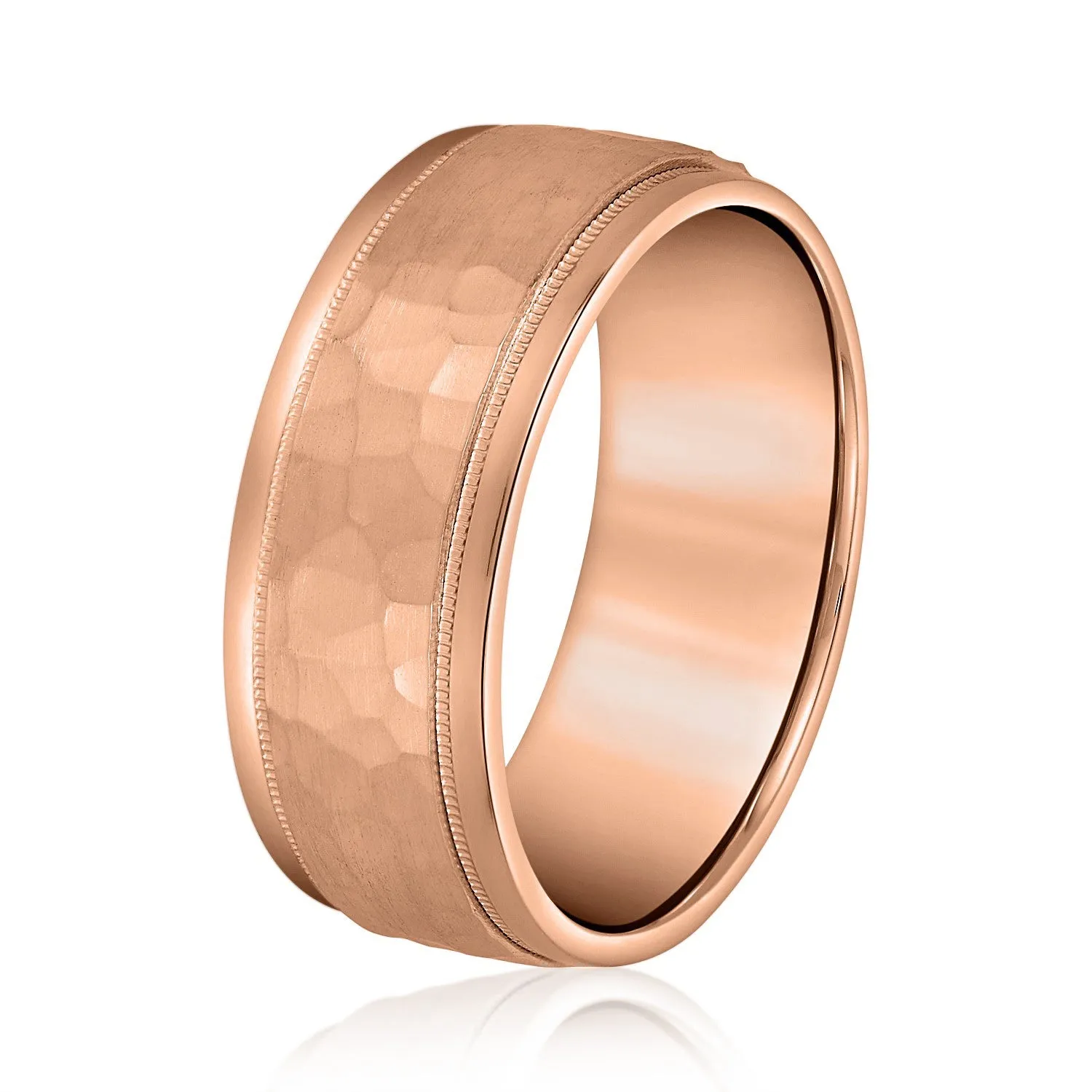 Men’s Milgrain Edges Hammered Center Band